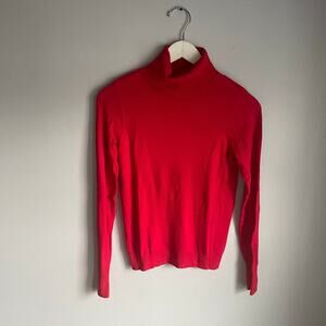 Ann Taylor Factory Cherry Red Holiday Turtleneck Basic Minimalist NWT Size XS